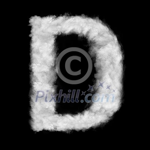 letter made of the natural clouds isolated on black background