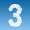number three made of white clouds on blue background, not render. Concept idea