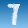 number seven made of white clouds on blue background, not render. Concept idea
