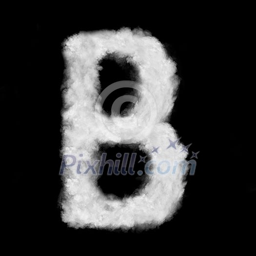 letter made of the natural clouds isolated on black background