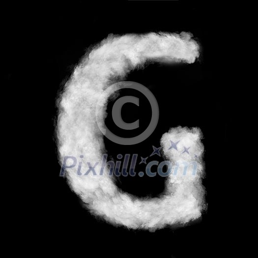 letter made of the natural clouds isolated on black background