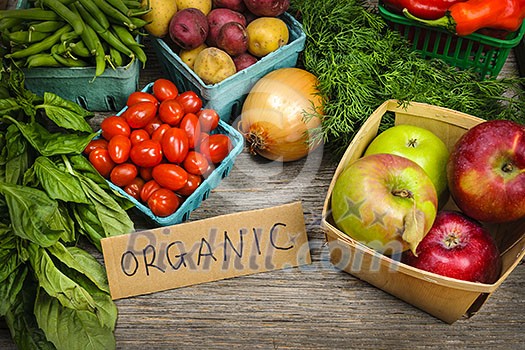 Fresh organic farmers market fruit and vegetable on display