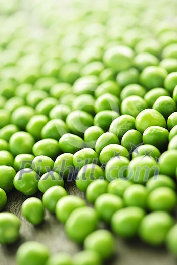 Closeup on fresh green organic green peas