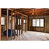 Interior of a house under gut renovation at construction site