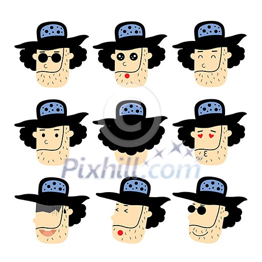 face emotion vector cartoon style 