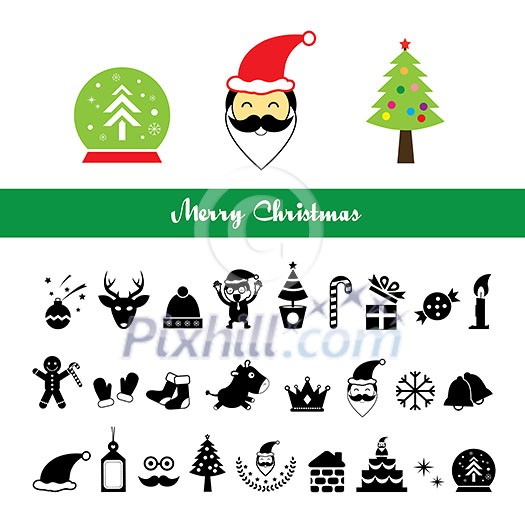 Vector Merry Christmas icons set   
