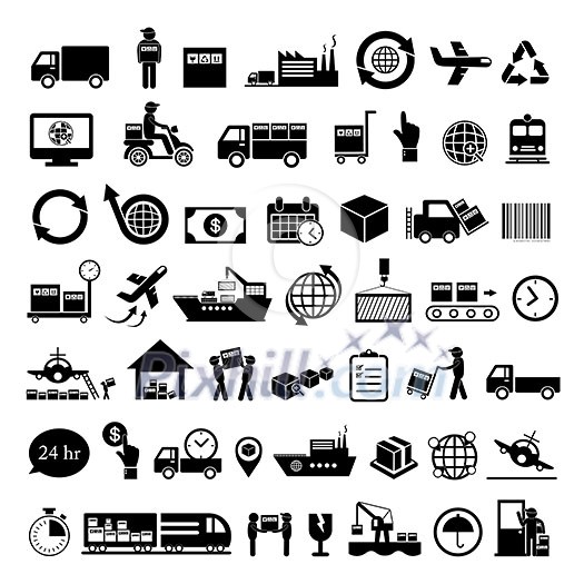 vector logistics export icon set 