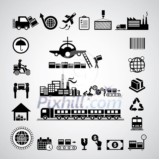 vector logistics export icon set 