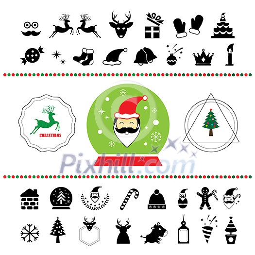 Vector Merry Christmas icons set  