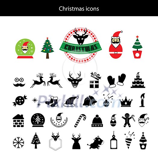 Vector Merry Christmas icons set  