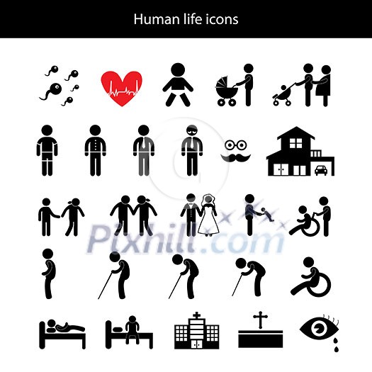 vector basic icon set for human life 