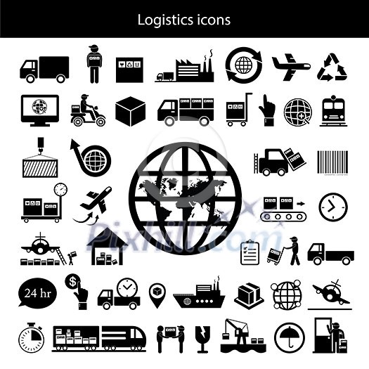 vector logistics export icon set