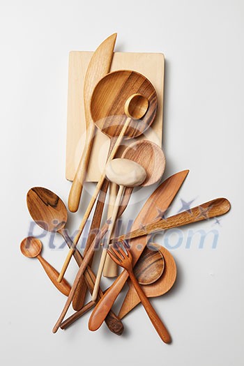 Various kitchen utensil isolated on white background