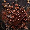Top view of luxury delicious chocolate and candies truffles in cocoa powder on the marble background