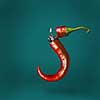 Lighter chili pepper on a green background