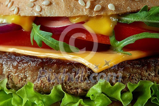 Close-up of home made tasty burgers . Food background Close-up of home made tasty burgers . Food background