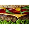 Close-up of home made tasty burgers . Food background