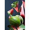 fresh slice watermelon with mint leaf on black background