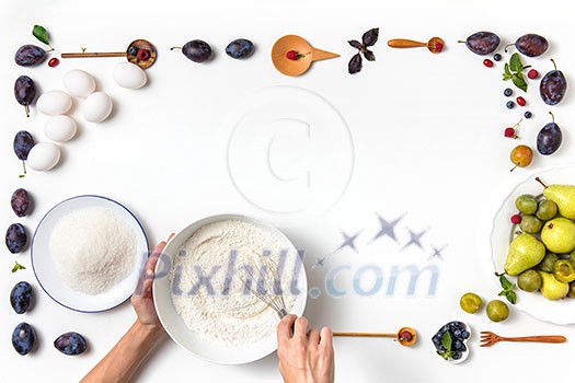 frame of the ingredients for cooking cake