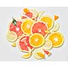 background with citrus-fruit of grapefruit slices. On white background