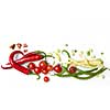 red pepper, yellow and green beans with cherry tomatoes. Isolated on a white background.