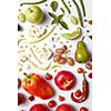 Healthy eating background studio photography of different fruits and vegetables. Healthy eating and food for vegans