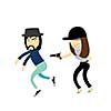 hipster girl fighting boy vector cartoon 