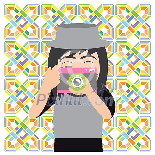 vector photographer hipster character cartoon vector photographer hipster character cartoon