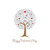 vector heart tree vintage valentine card  