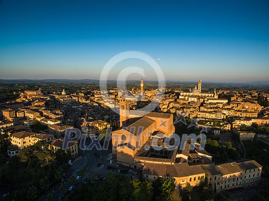 Siena, Tuscany, Italy - aerial view of the old town