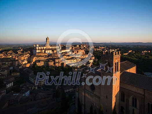 Siena, Tuscany, Italy - aerial view of the old town