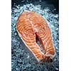 Fresh Raw steak salmon on ice
