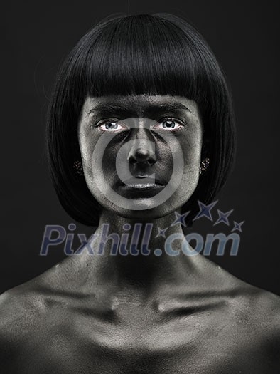 Natural portrait of a dark-skinned beautiful girl. Black Beauty face. No photoshop.