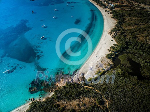 Aerial View of the Splendid Rondinara Beach, Corsica, France Aerial View of the Splendid Rondinara Beach, Corsica, France