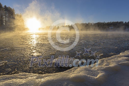 Cold winter day on the river Cold winter day on the river