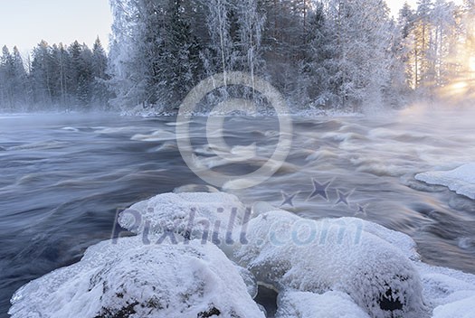 Cold winter day on the river Cold winter day on the river
