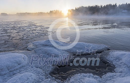 Cold winter day on the river Cold winter day on the river