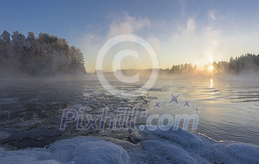 Cold winter day on the river Cold winter day on the river