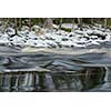 Flowing and snowy river scenery in january