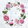 round frame of flowers on a white background with space for text