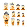 vector buddhist monk  action  cartoon   
