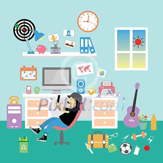 vector creative office room interior workspace vector creative office room interior workspace