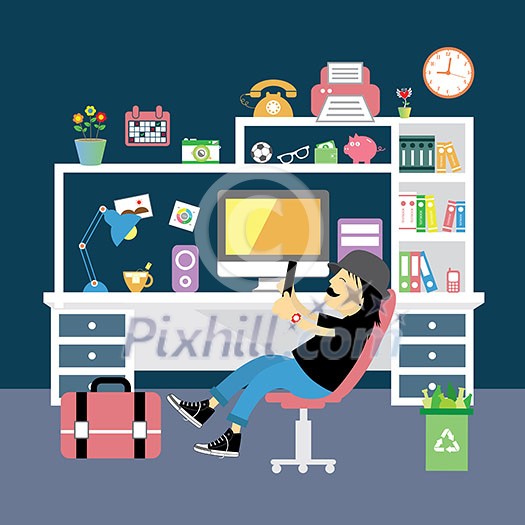 vector creative office room interior workspace vector creative office room interior workspace