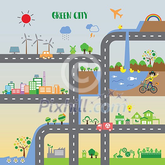 vector infographic green ecology city 