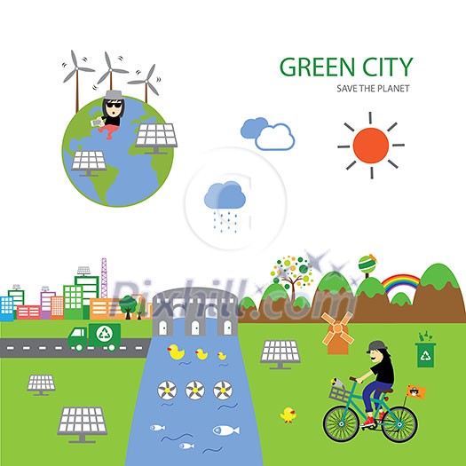 vector infographic green ecology city 