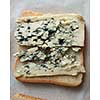 Tasty blue cheese on toast close up