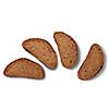 Top view of four slices of brown bread isolated on white background. Loaf of sliced bread for making sandwiches for snack. Breakfast, lunch, dinner concepts.