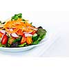 Plate of healthy green garden salad with fresh vegetables