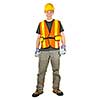 Happy male construction worker standing in safety vest and hard hat