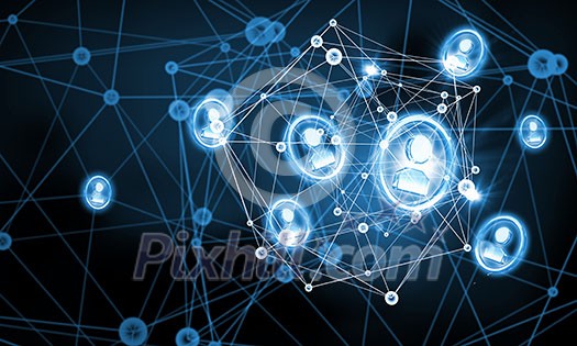 Digital technology background with social networking and interaction concept Digital technology background with social networking and interaction concept
